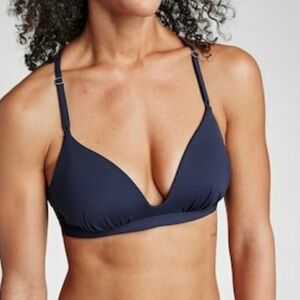Athleta Prism Racer Back Bikini and Side Tie Bottom Navy Swim Set Beach XL